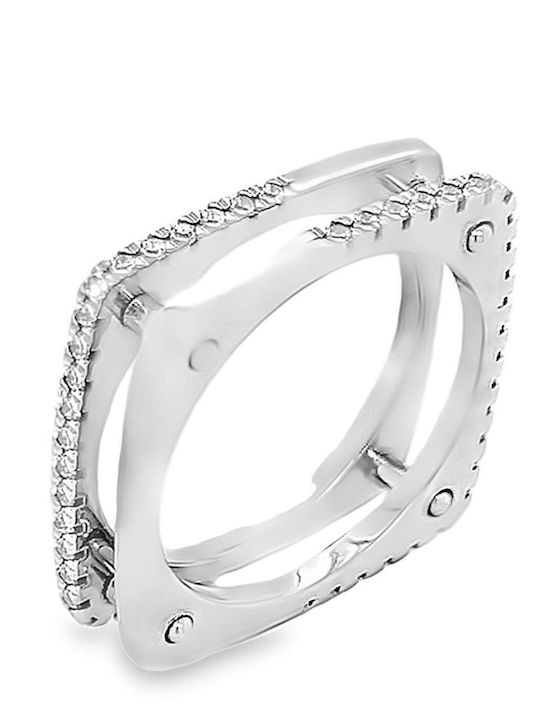 Xryseio Ring with Zircon made of White gold 18K