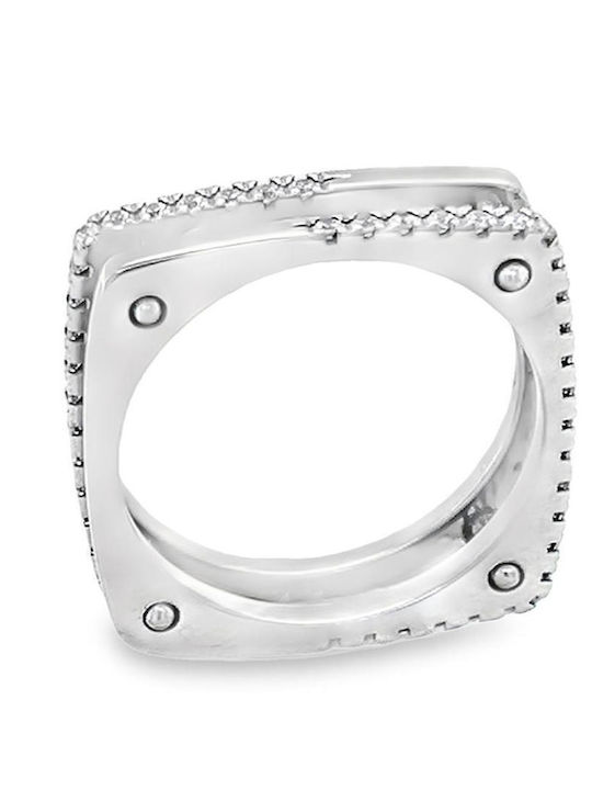 Xryseio Ring with Zircon made of White gold 18K
