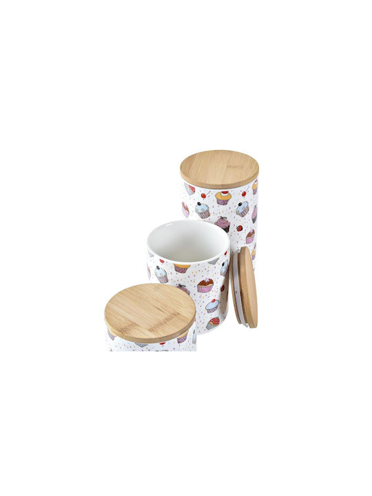 DKD Home Decor Set 1buc Borcane Utilizare Generală cu capac Sticlă Alb 10x10x17cm