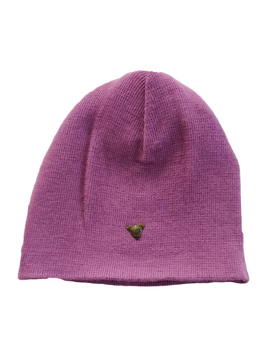 Beanie Γυναικείος Reversible Σκούφος Πλεκτός σε Μωβ χρώμα