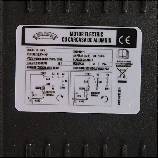 Cu o singură fază Motor electric 3hp Maximă Rotații 2800rpm 220V