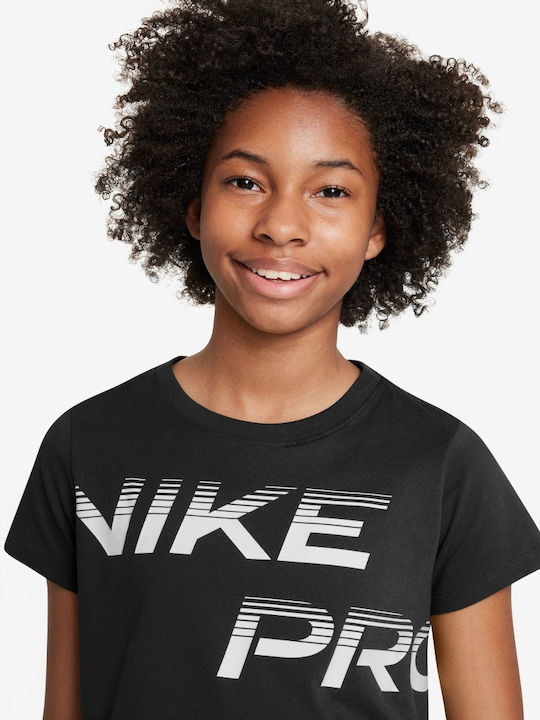 Kids' Crop Top Dri-Fit Short Sleeve Black Pro Dri-fit