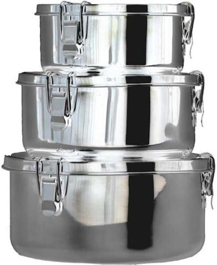 Σετ Δοχεία Φαγητού Inox Ασημί 12x12cm 3τμχ