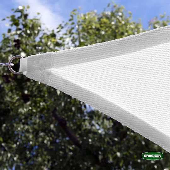 Grasher Ε220 Triangle Shade Sail White With Hoop 3.6m 180gr/m²
