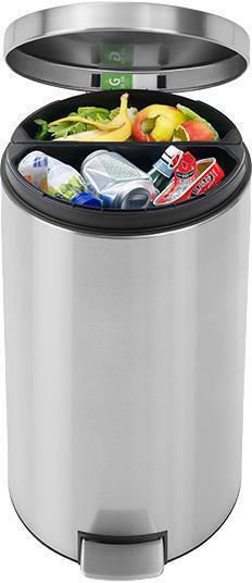 Brabantia Silent Twin Waste Bin Metallic with Pedal Silver 20cm