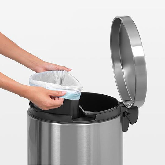 Brabantia Silent Twin Waste Bin Metallic with Pedal Silver 20cm