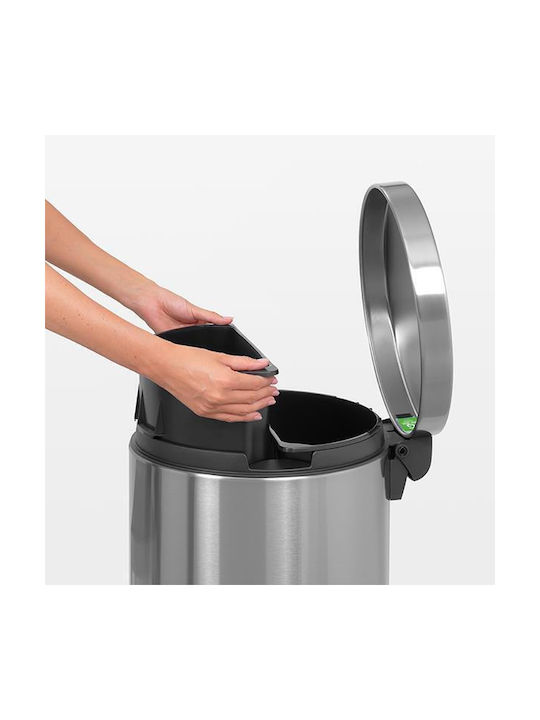 Brabantia Silent Twin Waste Bin Metallic with Pedal Silver 20cm