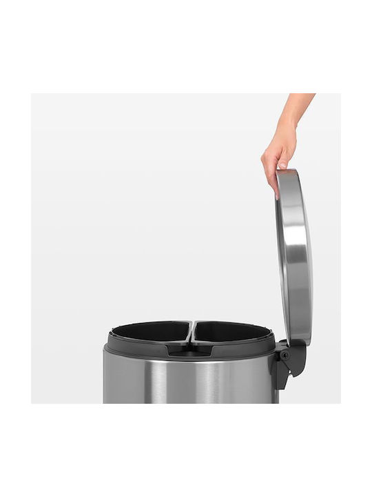 Brabantia Silent Twin Waste Bin Metallic with Pedal Silver 20cm