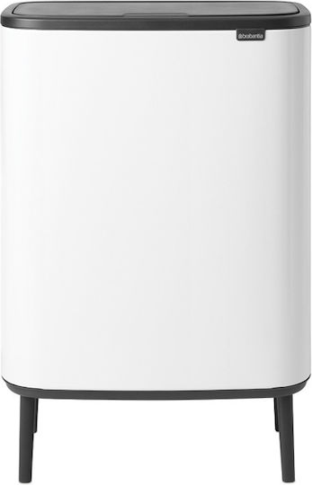 Brabantia Coș De Gunoi Bo Reciclare Metalic Împingeți Alb 60lt