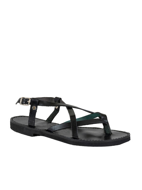 Kouros Leder Damen Flache Sandalen in Braun Farbe