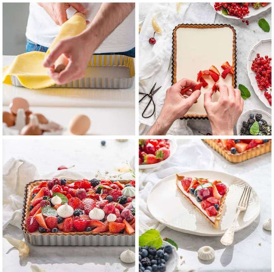 Decora Formă de Patiserie pentru Tartă din Aluminiu cu Bază Detașabilă 32x22x3.5buc 1buc