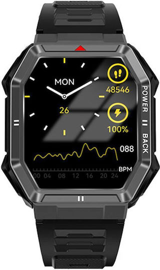 NO.1 Dt108 Smartwatch με Παλμογράφο (Μαύρο)