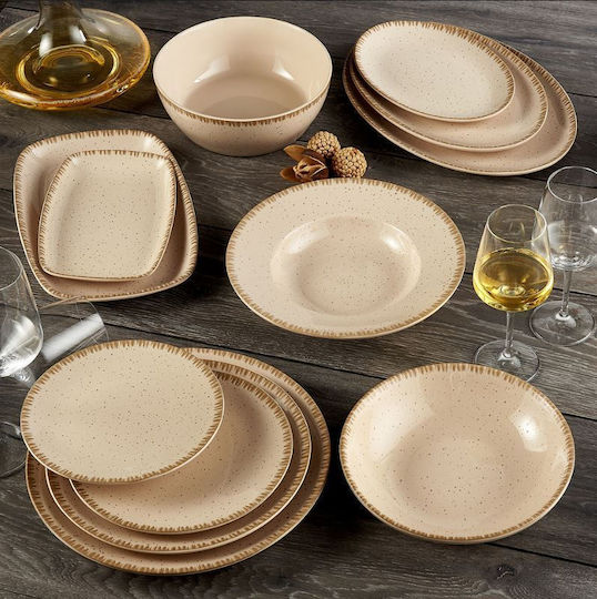 Dot Ammos Serving Platter Oval made of Porcelain Beige 31x22cm