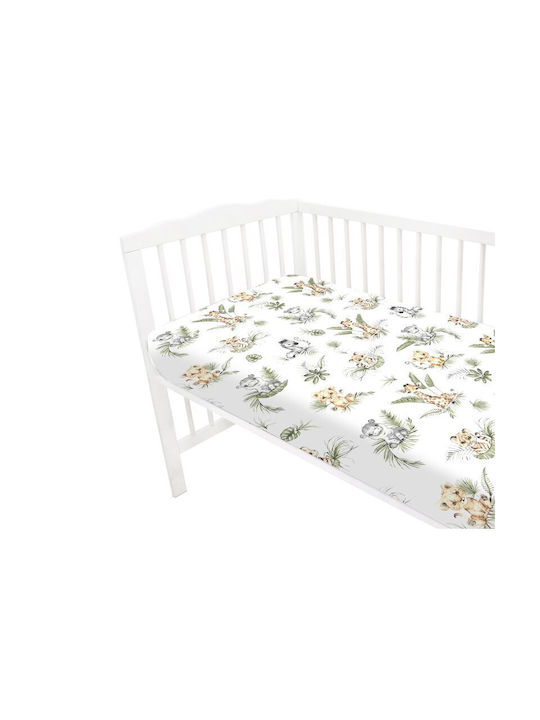 Qmini Cearșaf pentru bebeluși Pentru Patut Bumbac cu Cauciuc Verde 60x120buc
