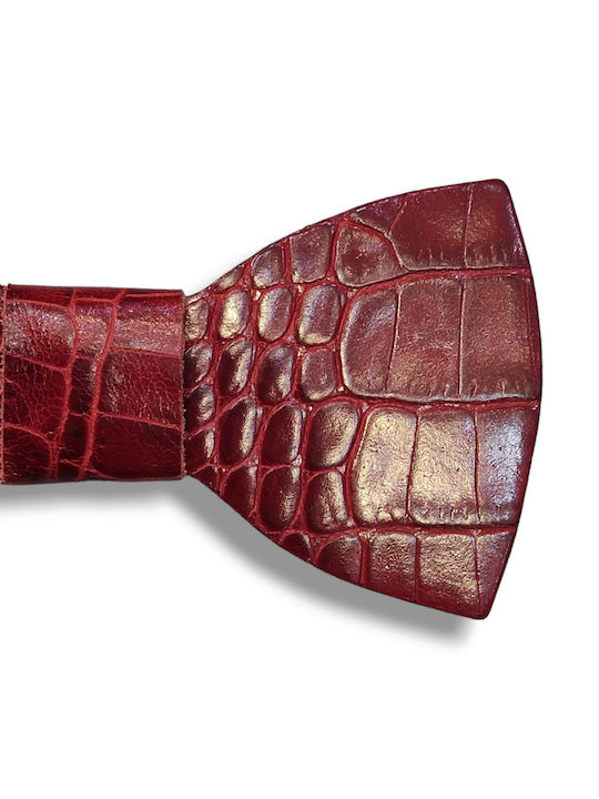 Mcan Leather Bow Tie Burgundy