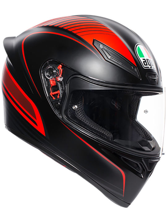 AGV K1 S E2206 Warmup negru/roșu Cască de motocicletă Față întreagă ECE 22.06 1500gr