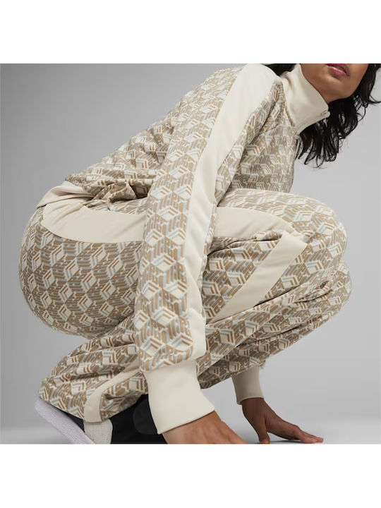 T7 Women's Short Sports Jacket for Winter Beige