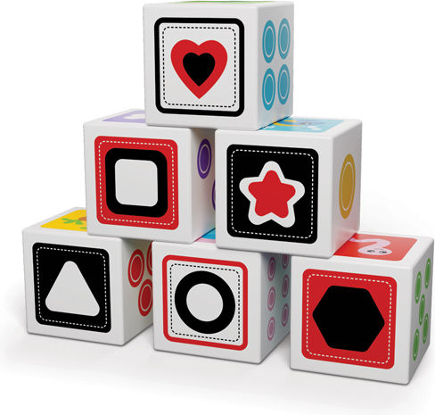 Kids Hits Educational Building Blocks with Images Made of Wood for 1+ Years 6 Pieces