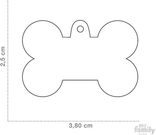 My Family Basic Aluminium Dog ID Tag Bone Gray Metal Small Personalized
