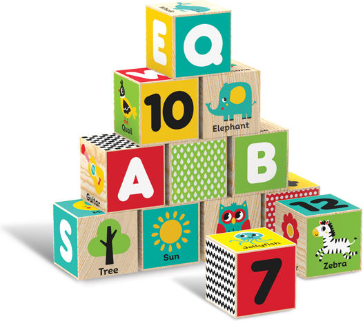 Kids Hits Bildung Bauklötze Englisch aus Holz für 3+ Jahre 12 Stück