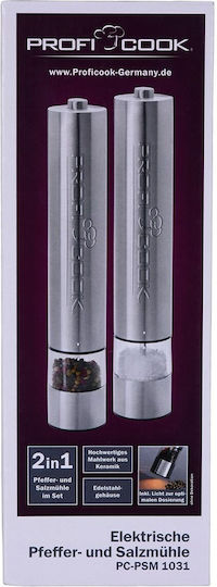 Profi Cook Electric Set Spice Mills 2 in 1 Inox in Silver Color 010329 2pcs