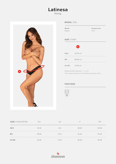 Obsessive Latinesa Femei Sexy Slip cu decupaje Negru