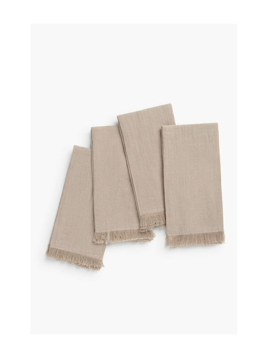 Calma House Layer Handtuch aus 100% Baumwolle in Beige Farbe 45x45cm 4Stück