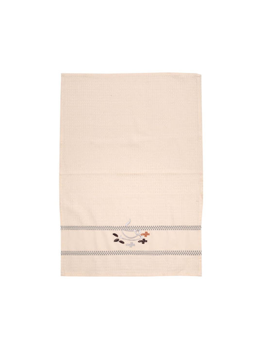 Viopros Tea Towel 100% Cotton Ecru Purple 45x65cm 2 Pieces