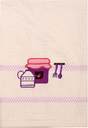 Viopros Viopros Küchentücher Ecru-Lila 45x65cm 2 Stück