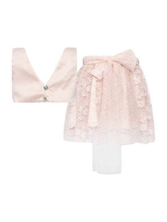 Two In A Castle Kids Set with Skirt 2pcs Pink