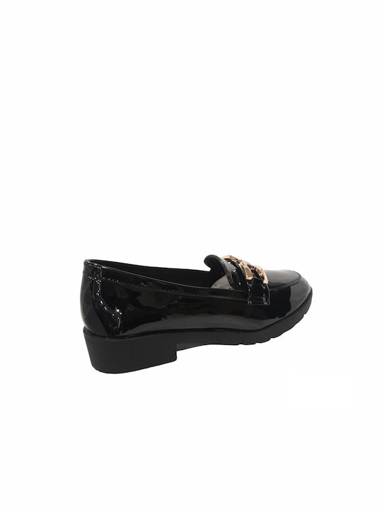 Лачени Дамски Loafers в Черен Цвят