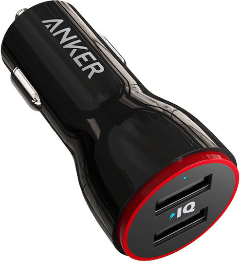 Anker Φορτιστής Αυτοκινήτου 24W 2.4A Γρήγορης Φόρτισης με Θύρες: 2xUSB