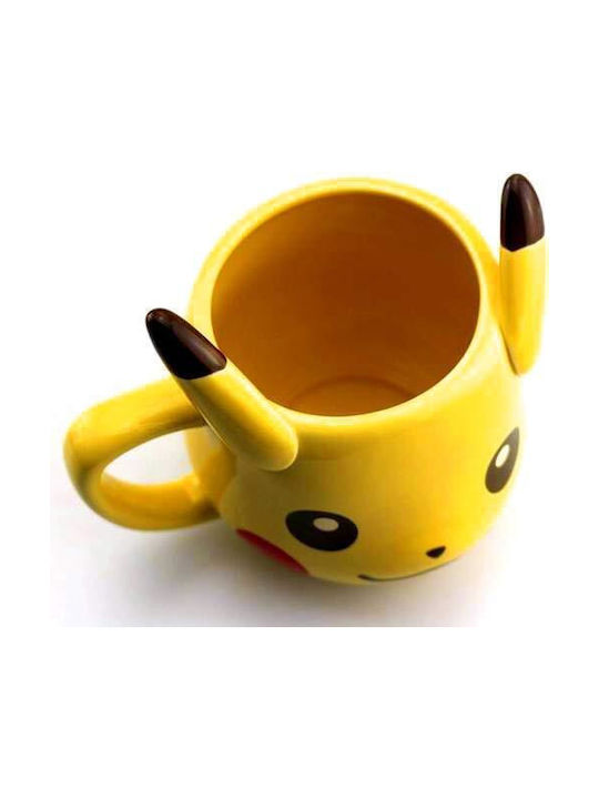 Picachu Mug Ceramic with Lid Yellow 400ml 1pcs