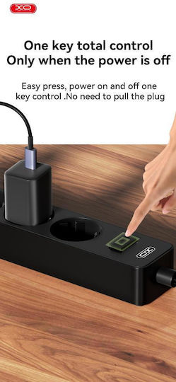 XO Πολύπριζο 4 Θέσεων με 4 USB-A, Διακόπτη και Καλώδιο 1.8m