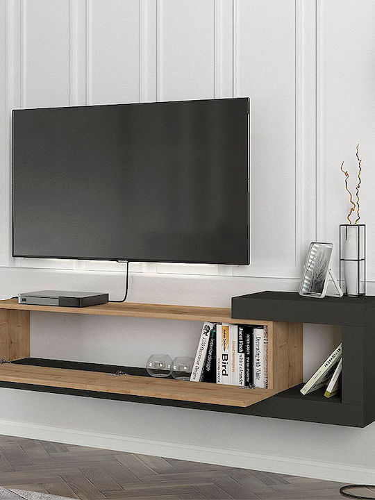 Mobilier TV din lemn Volare Cărbune de lemn Μ150xΠ29.6xΥ38.6cm