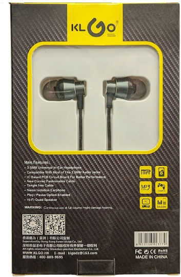 KLGO Ks-23 In-ear Handsfree Ακουστικά με Βύσμα 3.5mm Ασημί