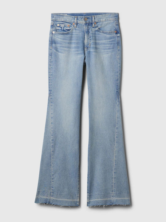 '70s Hoch tailliert Damenjeans Schlaghose in Schlanker Passform Light Indigo