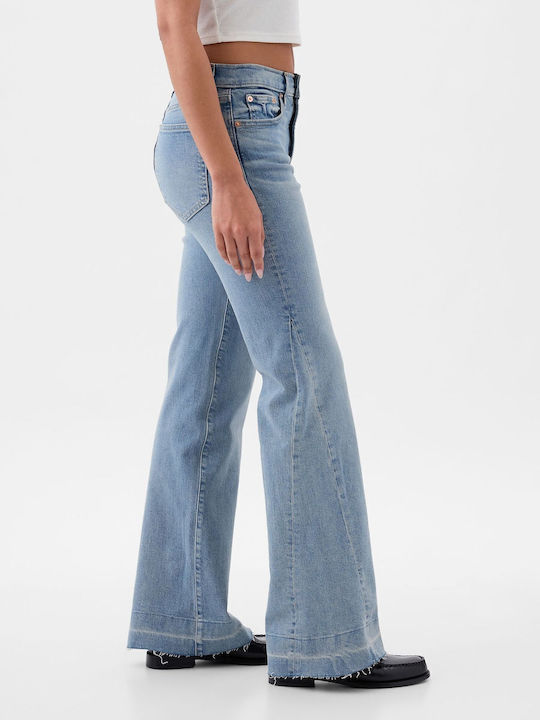 '70s Hoch tailliert Damenjeans Schlaghose in Schlanker Passform Light Indigo
