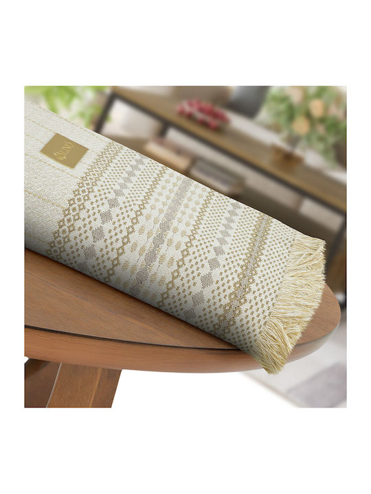 Lino Home Armchair Throw Bohho 180x180cm. Beige