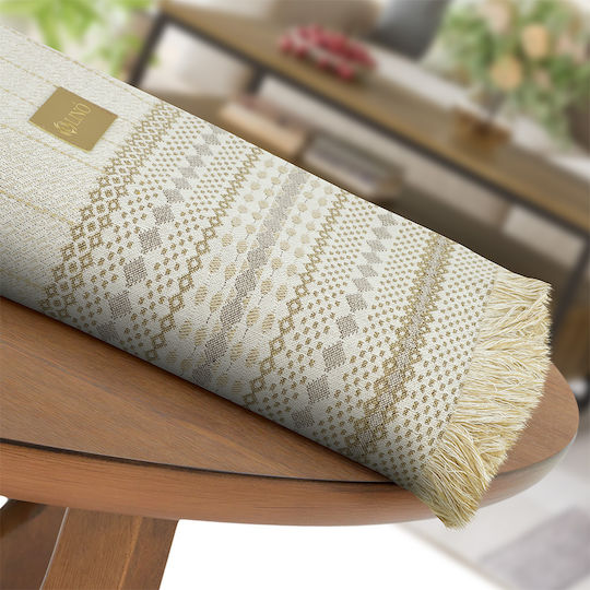 Lino Home Bohho Ριχτάρι Τριθέσιου Καναπέ Chenille 180x300εκ. Beige 3000004035