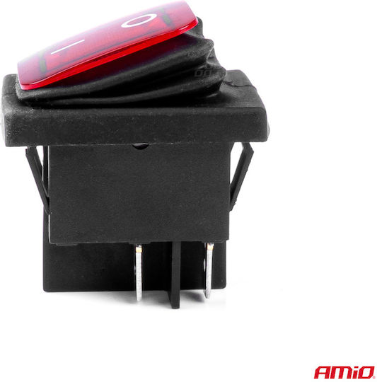 AMiO Διακόπτης On/Off Αυτοκινήτου 12V-24V Κόκκινο