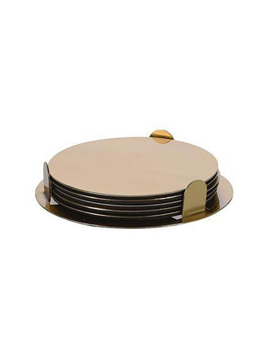 Next Round Coaster Metallic with Stand Gold 8.5cm 6pcs