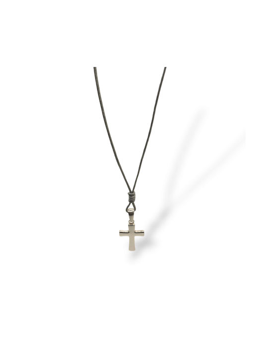 Men's Cross from Steel with Cord