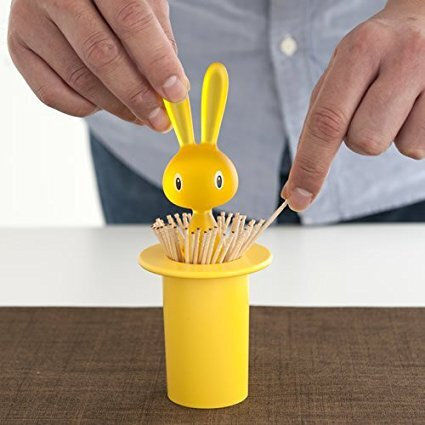 Alessi Θήκη για Οδοντογλυφίδες Magic Bunny Πλαστική 7x7x14εκ. Κίτρινη