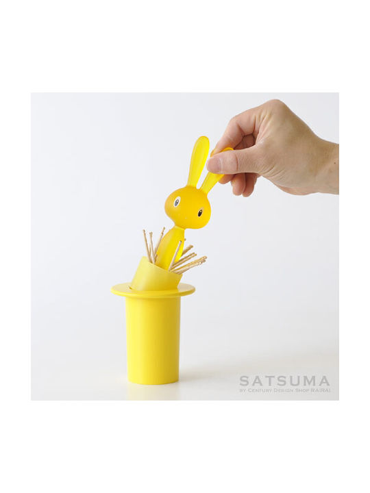 Alessi Θήκη για Οδοντογλυφίδες Magic Bunny Πλαστική 7x7x14εκ. Κίτρινη