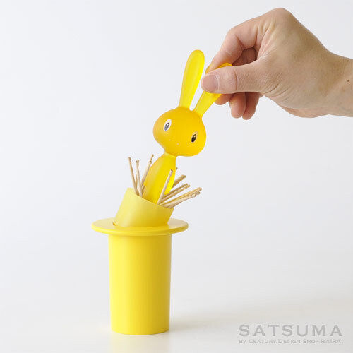 Alessi Θήκη για Οδοντογλυφίδες Magic Bunny Πλαστική 7x7x14εκ. Κίτρινη