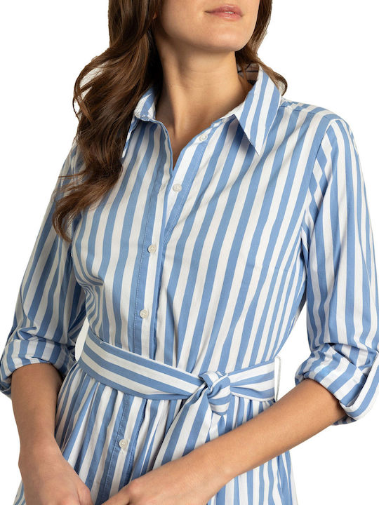 MORE & MORE Midi Shirt Dress Dress Light Blue