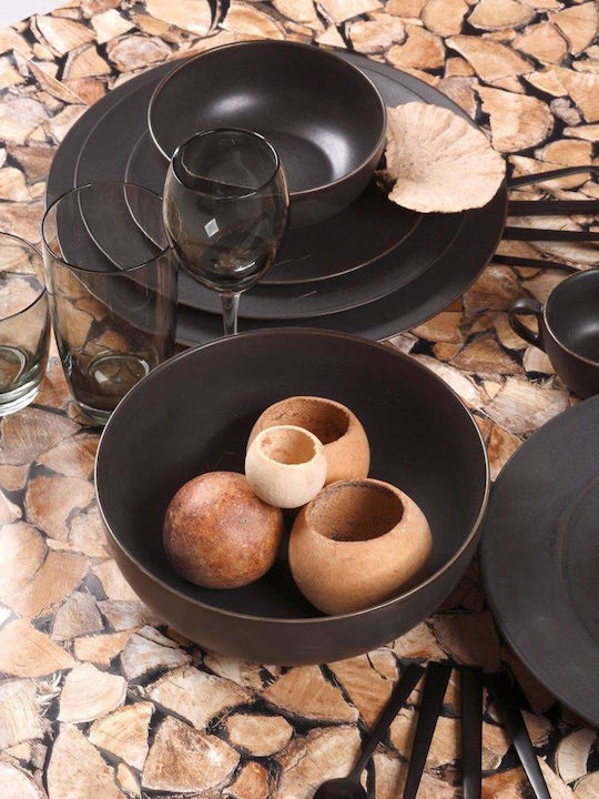 Cryspo Trio Nero Matt Porcelain Salad Bowl Black 23x23cm