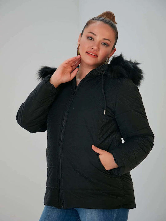 Bubble Chic Scurt Jachetă de femei Puffer pentru iarnă Negru