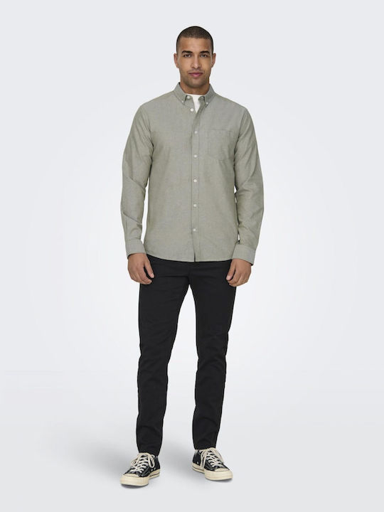 Only & Sons Men's Shirt Long Sleeve Cotton Olive (olive Drab)